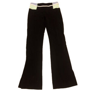 LULU Lemon Flare Leg Yoga Pants w Blue/Green/ White Waist Band EUC size 6